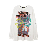 Mens Fall Outfits Autumn Portrait Graffiti Printing Long Sleeve T-shirt Men Oversize