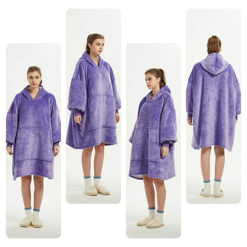 Hoodies Blankets Autumn and Winter Fleece-Lined Loose Hooded Coat Home
