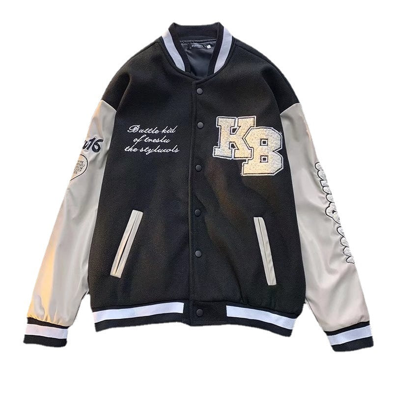 Cream Color Varsity Jacket Hip Hop Baseball Uniform Jacket