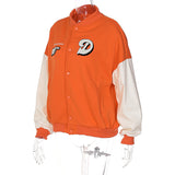 Brown Cropped Varsity Jacket Da 5744b Autumn and Winter Letter Printing Loose Baseball Uniform