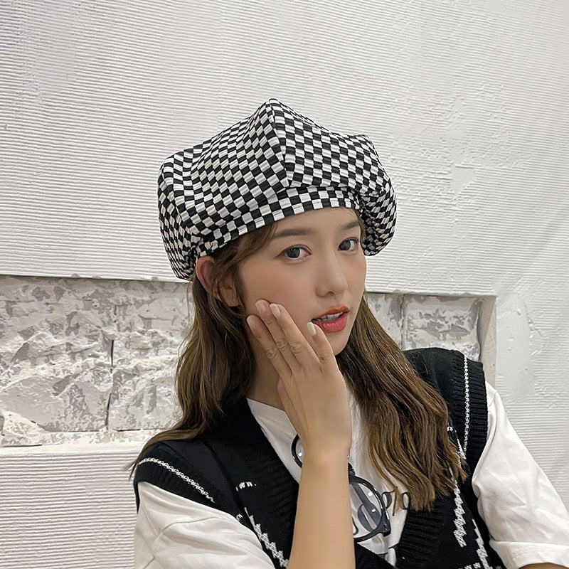 Check Beret Hat Beret Women's Spring and Summer Plaid