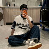 Baggy Baseball Jersey Embroidered T-shirt Men's Short Sleeve Baseball Clothes