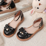 Flat Dress Sandals Spring/Summer Platform Bow Solid Color Sandals for Women