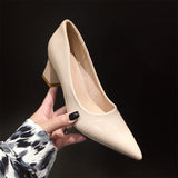 Nude Block Heels Summer Chunky Heel Soft Patent Leather Chunky Heel