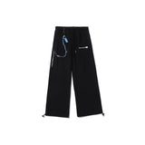 Man Fall Outfits Cargo Pants Autumn and Winter Solid Color Ribbon Straight Casual Pants Overalls Ankle-Tied Trousers