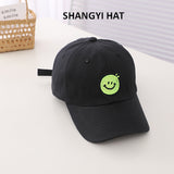 Smiley Face Cap Solid Color Embroidered Smiley Children's Baseball Cap