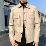 Graphic Leather Jacket Women Fall Men's Clothing Street Handsome Slim Lapel Leather Jacket Casual Motorcycle Jacket