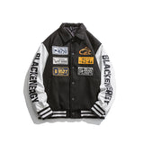 Black Varsity Jacket Spring and Autumn Baseball Uniform Loose Stitching Couple Workwear Jacket Men's Japanese Leisure Jacket Men's
