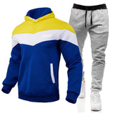 Balmain Hoodie & Sweatpant 2 Piece Set Men's Casual Patchwork Sweatshirt Hoodie Trousers Sports Suit Autumn and Winter