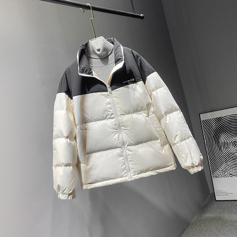 Women Winter Coats Puffer Jacket Down Coat Winter Loose Contrast Color Men's and Women's Same Stand Collar Coat