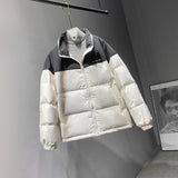 Women Winter Coats Puffer Jacket Down Coat Winter Loose Contrast Color Men's and Women's Same Stand Collar Coat