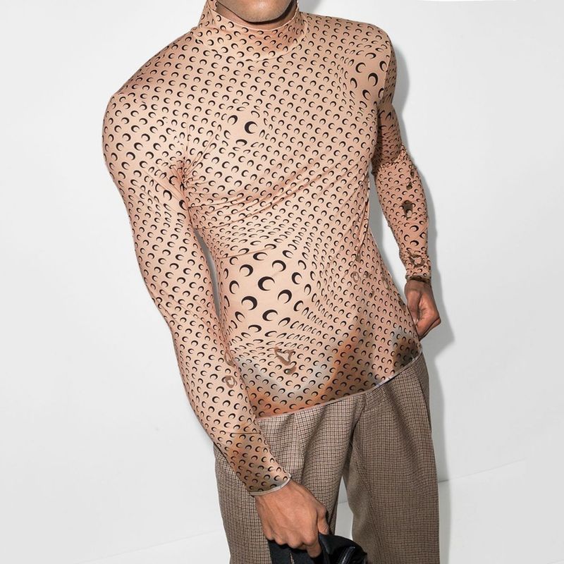 Men Rave T Shirt Spring Bottoming Shirt Men's Long-Sleeved T-shirt Fashion Sexy Top