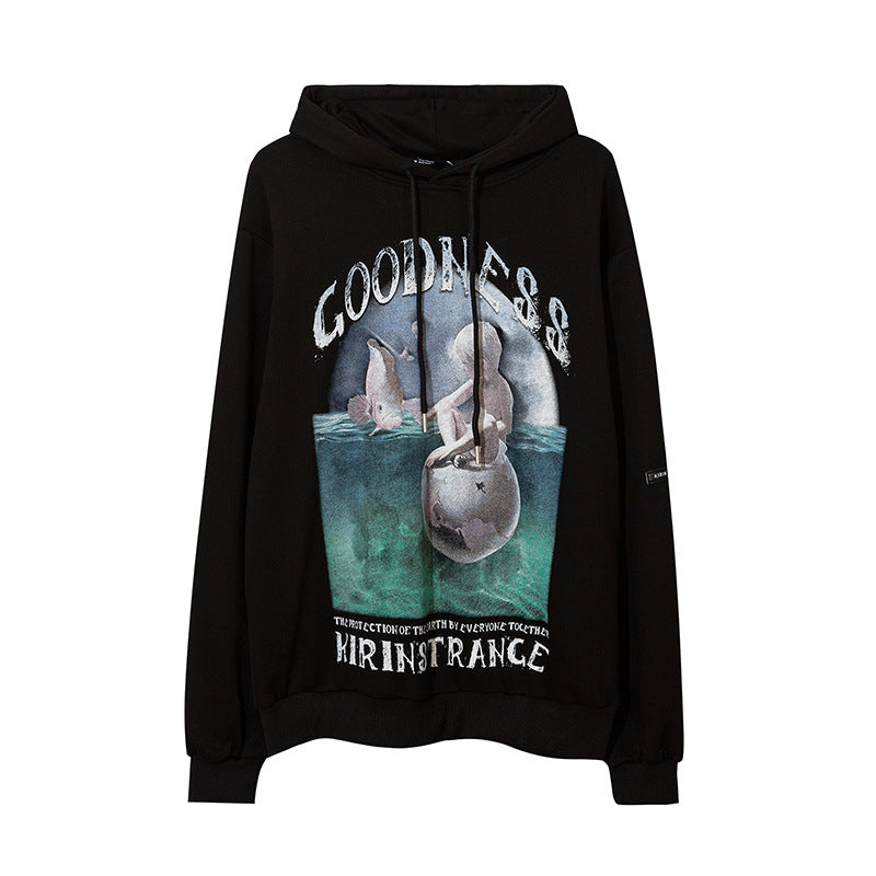 Mens Fall Outfits Fall Winter Men's Sweater Street Hip-Hop Loose Shoulder Hoodies
