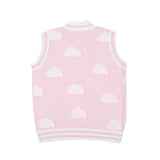 Men Sweater Vest Cloud Jacquard Knitted Vest Men's V-neck Sleeveless Sweater BF Idle Style Vest
