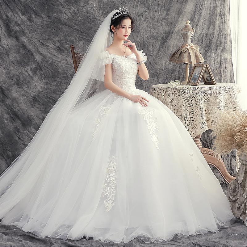 Women's Evening Dress Ball Gown Princess Quinceanera Wedding Dresses Fashion Maternity Puffy Jumpsuit Off Shoulder White Wedding Dress