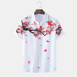 Men Hawaii Shirts Summer Casual Ink Painting Short Sleeve Shirt