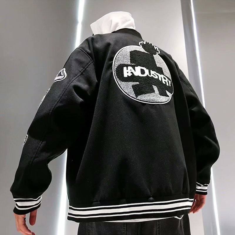 Jock Jacket Embroidered Baseball Uniform Men's Autumn and Winter Loose Retro Student Couple Jacket