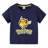 Children Pokemon Pikachu T Shirt Summer Short Sleeve T-shirt Cartoon Cotton Leisure Sports