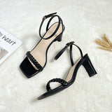 Nude Strappy Block Heels Sandals