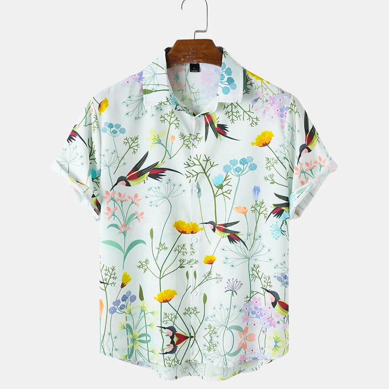 Men Hawaii Shirts Men's Casual Loose Short Sleeves Shirt
