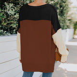 Women's Fall Outfits Knitwear Women's Autumn and Winter off-the-Shoulder Contrast Color Loose Sweater Women's