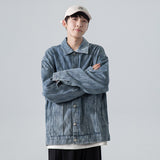 Denim Varsity Jacket Men's Denim Jacket Autumn Leisure Washed Coat
