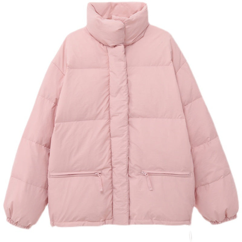 Women Winter Coats Puffer Jacket Down Coat Down Jacket Female Pocket Loose Zip Stand Collar Autumn and Winter Bread Coat