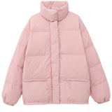 Women Winter Coats Puffer Jacket Down Coat Down Jacket Female Pocket Loose Zip Stand Collar Autumn and Winter Bread Coat