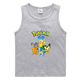 Children Pokemon Pikachu T Shirt Casual Sports Sweat-Absorbent Vest