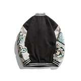 Green Varsity Jacket Autumn Casual Jacket Cityboy Color Matching Long Sleeve Letter Towel Embroidery Top for Men