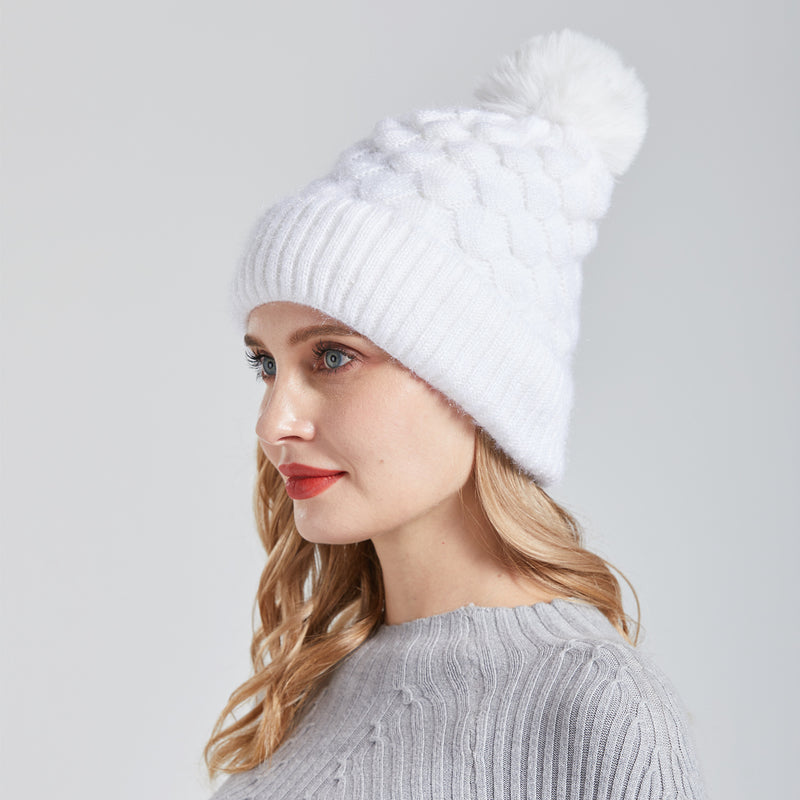 Women Winter Hats Winter Women Woolen Cap Solid Color Warm Knitted Hat