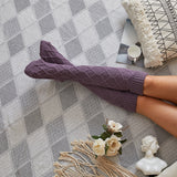 Winter Chunky Cable Thick Knit Thigh High Socks Long Stockings Boot Knitted Garter Fur Ball Woolen Yarn Socks