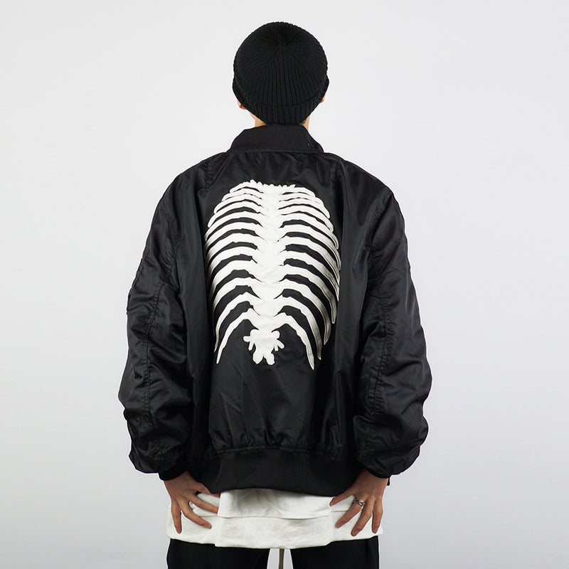 Bone Varsity Jacket Embroidery Air Force Jacket Men Loose Lapel