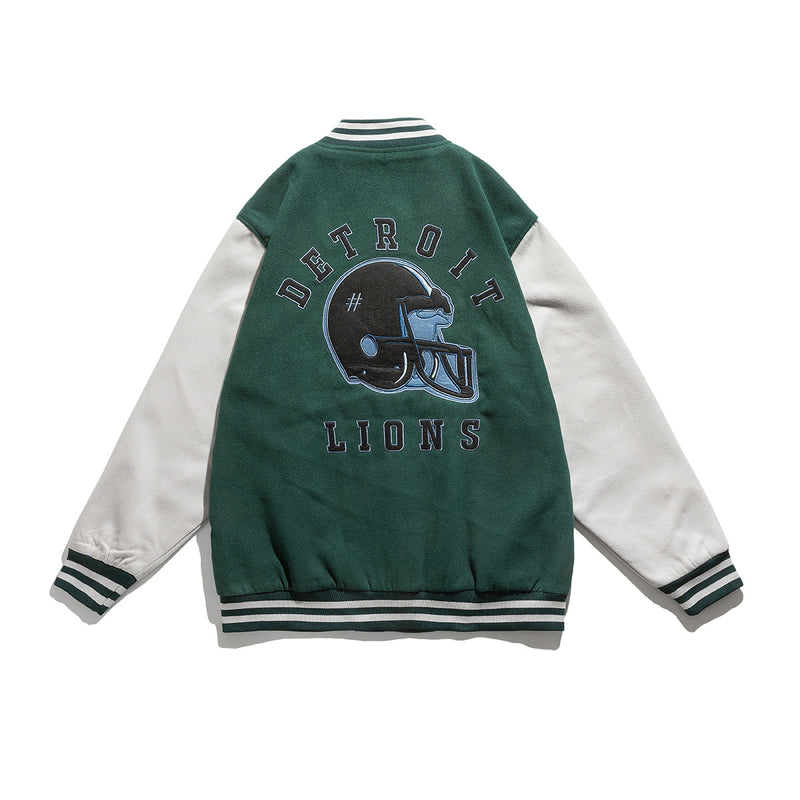 Vintage Letterman Jacket Autumn Style Rugby Patch Coat