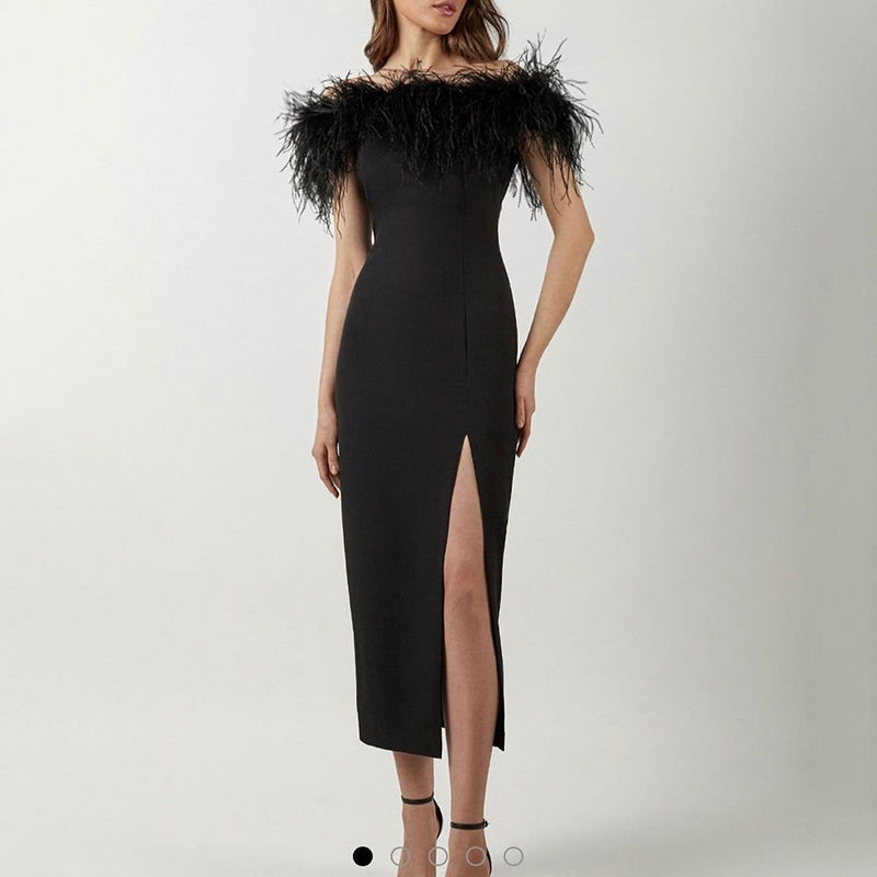 Olivia Wilde Dress Evening Gown Feather Dress Banquet Temperament