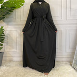 Muslim Women Stylish Kashibo Abaya Muslim Ladies Long Gown Islamic Clothing Jilbab Jalabiya Fashion Solid Color Dress