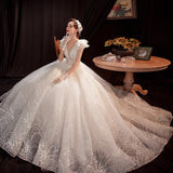 Women'S Evening Dress Ball Gown Princess Quinceanera Wedding Dresses Off-Shoulder Starry Sky Puffy Wedding Dress