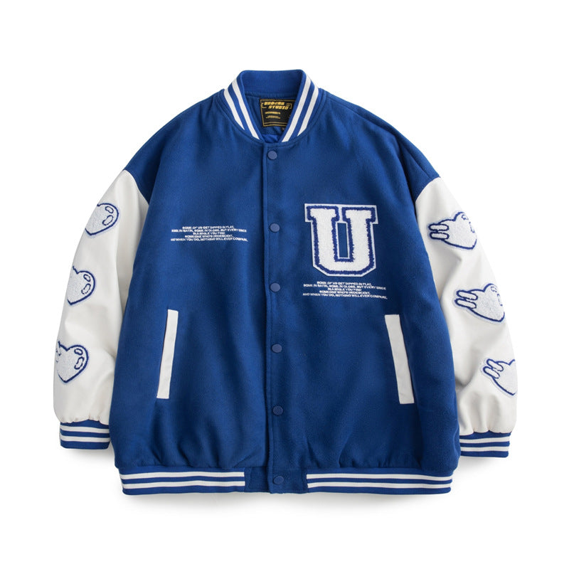 Brown Varsity Jacket Autumn Baseball Jacket Men's Loose All-Match Pilot Jacket