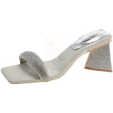 Nude Block Heel Peep Toe High Heel Transparent Sandals