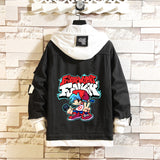 Comic Denim Jacket Man and Woman Cartoon Patterned Denim Jacket