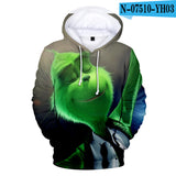 Grinch Hoodie 3D Printed Sweater Men's Women's Hoodie Fleece-Lined Christmas Clothing Children