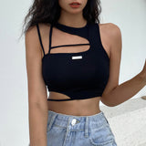 Women Rave Outfits Tops Solid Color Sexy Navel Bottoming Shirt