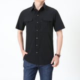 Men's Habit Shirts Spring Men's Solid Color Short Sleeve Slim Lapel Casual Men