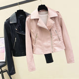 Women PU Leather Jacket Biker Motorcycle Coat Women's Short Motorcycle Clothing PU Leather Jacket Coat Spring