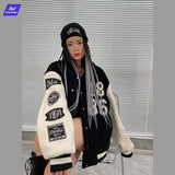 Red Varsity Jacket Autumn and Winter Hip Hop Motorcycle Lambswool Wool Coat Thick Winter Clothes Men and Women Couple Style