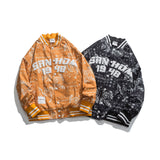 Orange Varsity Jacket Autumn Loose Paisley Jacket
