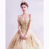 Women'S Evening Dress Ball Gown Princess Quinceanera Wedding Dresses Off-Shoulder Wedding Toast Dress