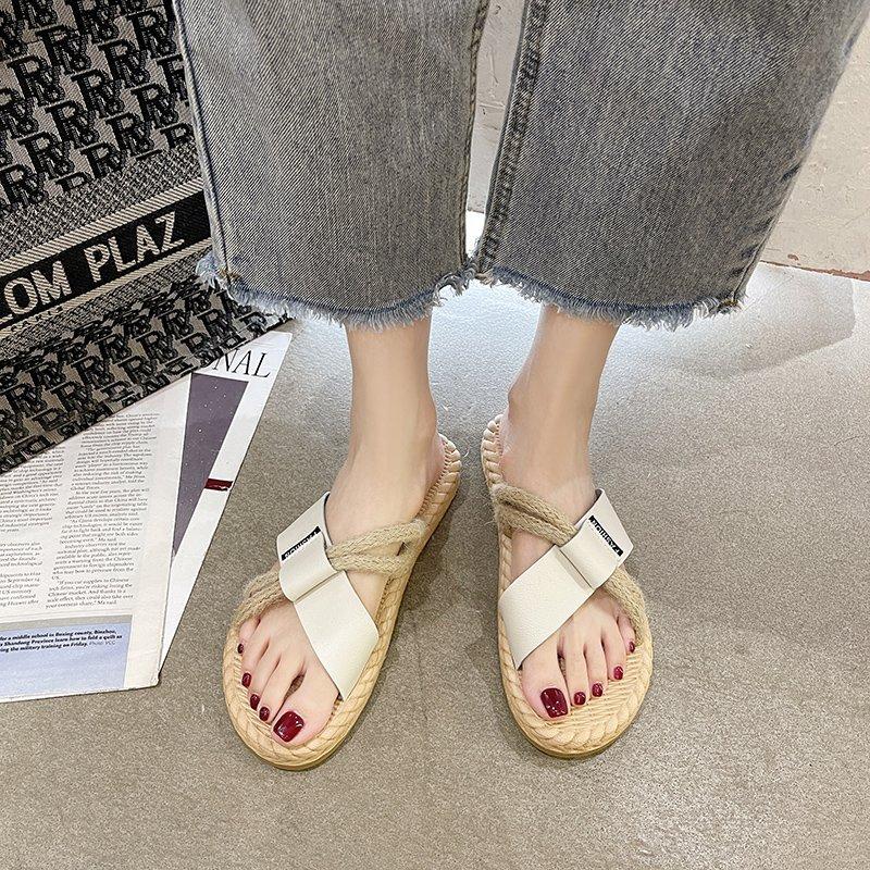 Women Open Toe Sandals Flats Large Size Flat Bottom Flip-Flops Casual Sandals