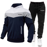 Balmain Hoodie & Sweatpant 2 Piece Set Men's Casual Patchwork Sweatshirt Hoodie Trousers Sports Suit Autumn and Winter