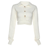 Music Festivals Rave Outfits Girls Tops Winter Women's Clothing Lapel Sexy Knitwear